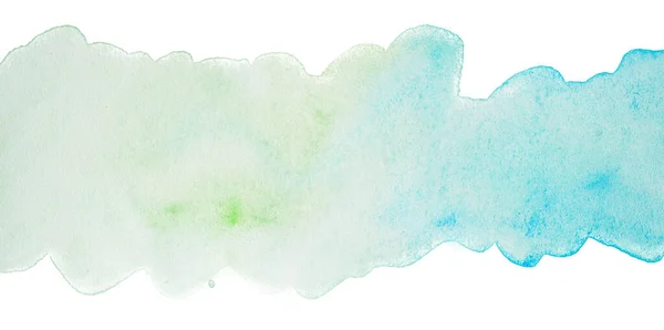 Zielono Niebieski Pasek Akwareli Postrzępionymi Krawędziami Tłem Farby Przelewowej — Zdjęcie stockowe