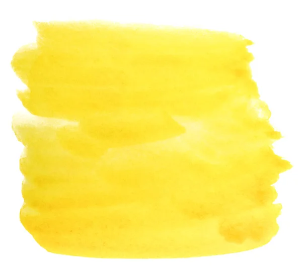 Aguarela Mancha Amarela Desenhada Por Escova Sobre Papel Isolado Sobre — Fotografia de Stock