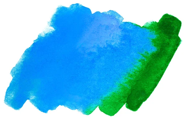 Akvarel Modrá Zelená Skvrna Bílém Pozadí Izolované Textury Barvy Papíře — Stock fotografie