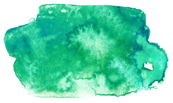 Akvarell Zöld Foltfesték Fehér Háttér Elszigetelt Festék Textúra Texturált Papír — Stock Fotó