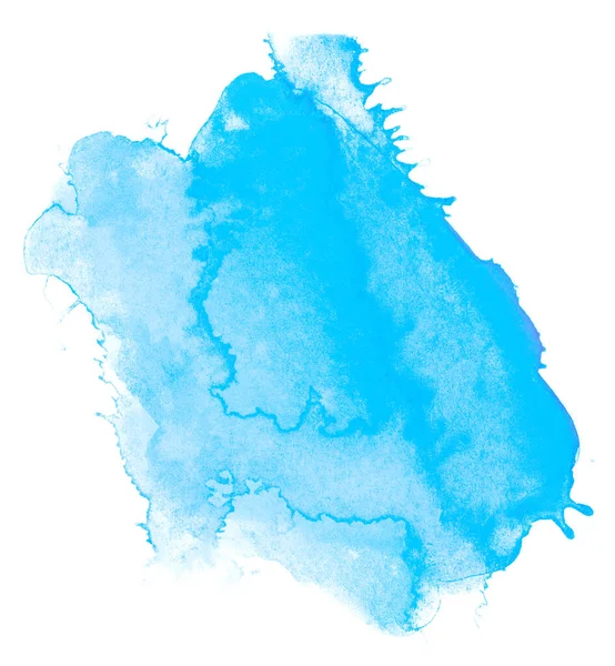 Aquarela Tinta Mancha Azul Sobre Fundo Branco Textura Pintura Isolada — Fotografia de Stock