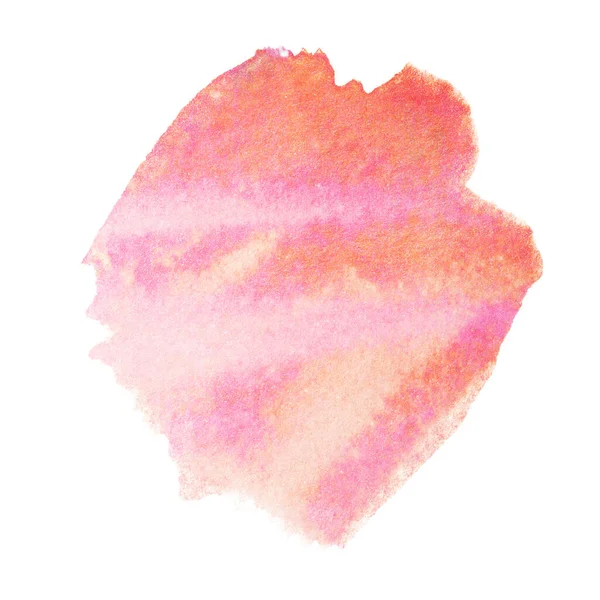 Red Orangewatercolor Stain Painted Brush Hand Drawn White Background Isolated — Stock Photo, Image