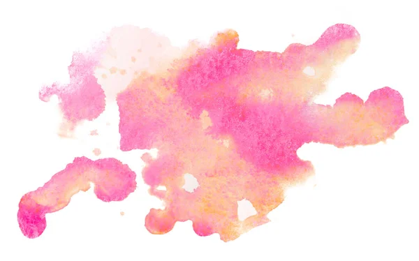 Yellow Pink Watercolor Stain Drops Paint Blurred Paper Diy — Stock Photo, Image
