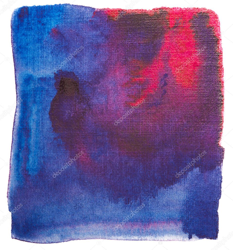 red blue watercolor blot with texture overflow of paint