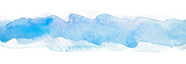 Pasek Akwarelowy Niebieski Abstrakcyjny Pasek Teksturą Element Tle Strony Białym — Zdjęcie stockowe