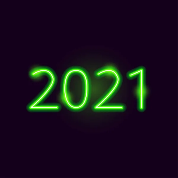 2021 Yellow Neon Vektorillustration — Stockvektor