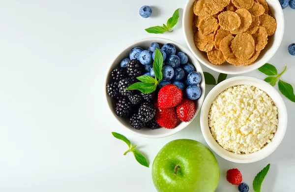 Desayuno con fondo de ricota — Foto de Stock