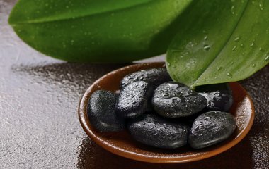 Bir kase içinde Spa taşlar