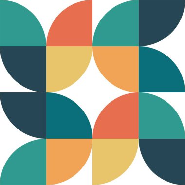 Renkli geometrik desen, basit tasarım. Orta yüzyıl modern tasarım tarzından esinlenilmiş bej ve siyah geometrik desen. Eşsiz bir duvar dekoru, tekstil ve iç tasarım için grafiksel illüstrasyon.