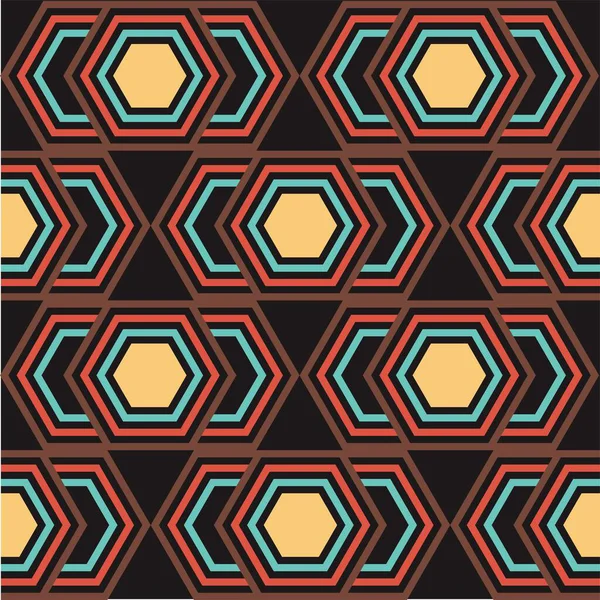 Soyut renkli geometrik dikişsiz desen çizimi. Vektör kusursuz desen. Modern stil dokusu. Altıgen kiremitlerle tekrarlanan geometrik desen. 10 saniye.