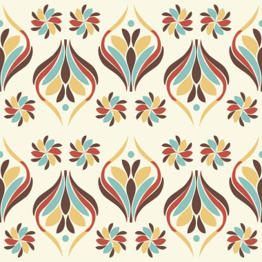 Soyut vektör yaprakları seti, çiçek elementleri. baskı ve kumaş için modern tasarım. El çizimi çizimi. Retro renk çiçek illüstrasyon motifi kusursuz tekrarlama motifi ve ev yapımı mutfak kumaşı. eps10