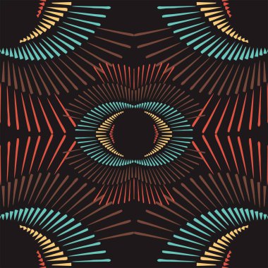 Çizgili renkli geometrik arkaplan, geometrik desenli vektör çizimi soyut arka plan. Çemberde çizgiler olan soyut arkaplan. Sanat tasarımı spiral logo ya da simge olarak. Beyaz arka planda siyah bir figür ve eşit derecede beyaz bir figür.