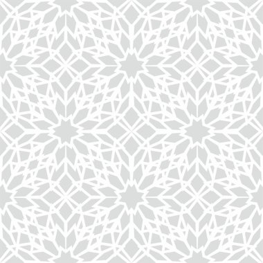 Kusursuz çizgiler. Geometrik arkaplan. Vektör çizimi. Özgün İslami tarzda beyaz soyut arkaplan kusursuz geometrik desen. Ramadhan deseni. 10 saniye.