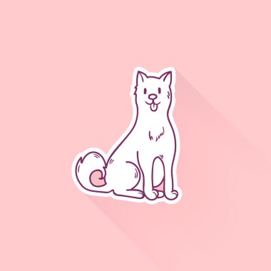 Sevimli çizgi köpek Doodle tarzda çizim. Büyük baskı