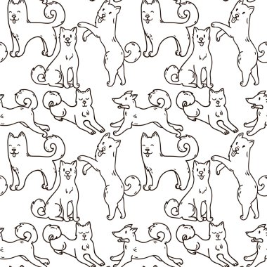 Sevimli çizgi doodle köpek karakter çizilmiş