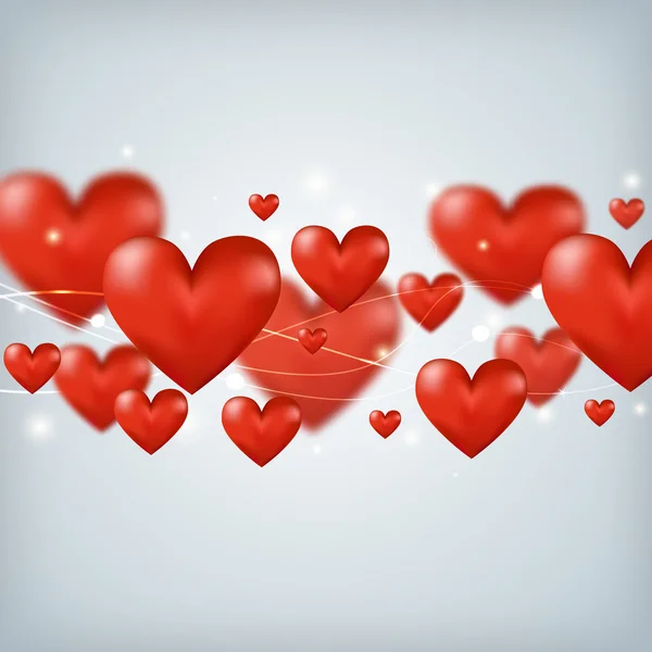 Kırmızı kalpler mutlu Sevgililer günü, tasarımlarınız için büyük uçan