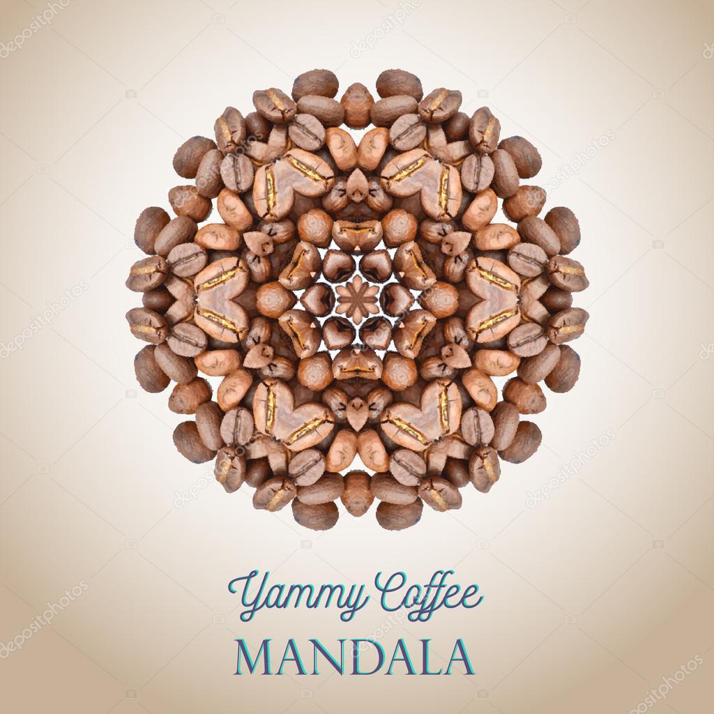 Coffee template. Card with watercolor splash, coffee beans and place for text
