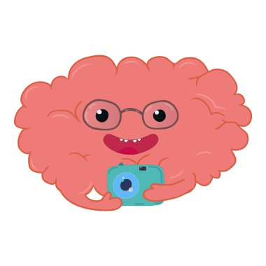 Renkli karikatür beyin çizilmiş tasarım yazdırma