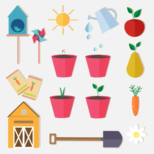 Düz stil çiftlik Bahçe vektör set