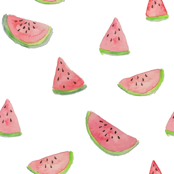 Karpuz vektörü dikişsiz sulu boya deseni, sulu bir parça, kırmızı karpuz dilimlerinin yaz kompozisyonu. El işi... senin tasarımların..