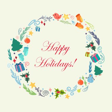 Neşeli Noel ve mutlu yeni yıl kutlama tasarım