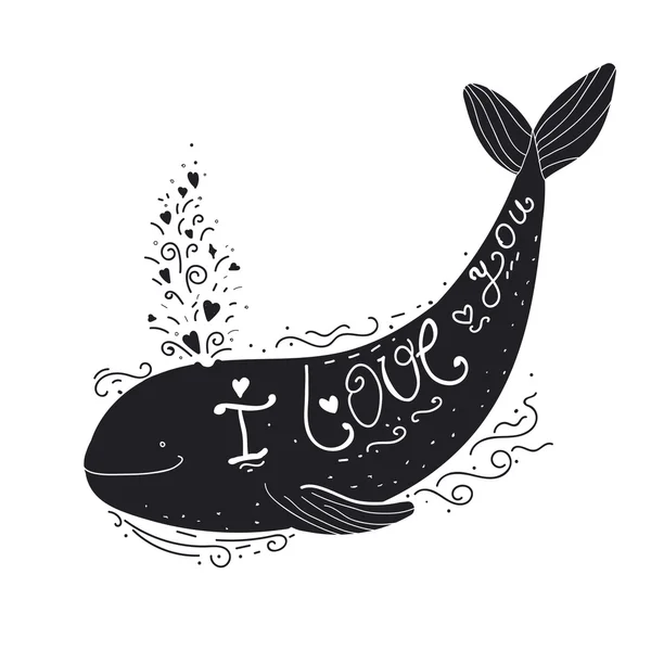 Te quiero citar ballena de dibujos animados — Vector de stock