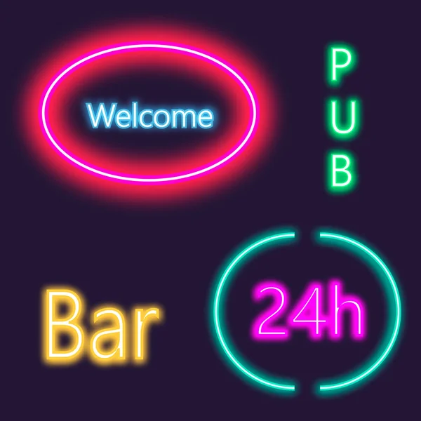 Glowing Neon Lights for Open Signs — Stock Vector © MSSA #57782925