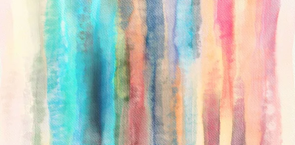 Teal Coral Stripes Abstract Painting Watercolor Paint Stains Wet Textured — Stock Photo, Image