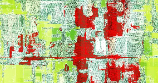节日数字纹理 色彩斑斓的抽象肮脏艺术背景 绿色和红色 带有深色口音的明亮艺术品 — 图库照片