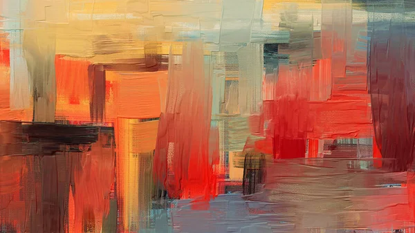 Bruin Abstract Schilderij Doek Met Accenten Van Rode Gele Bloemen — Stockfoto