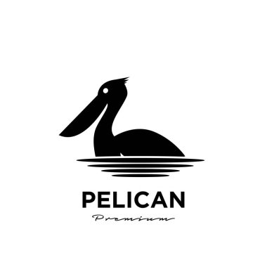siyah pelikan logo vektör resimleme tasarımı izole edildi
