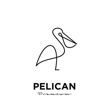 siyah pelikan çizgisi logo vektör simgesi çizimi izole edilmiş tasarım