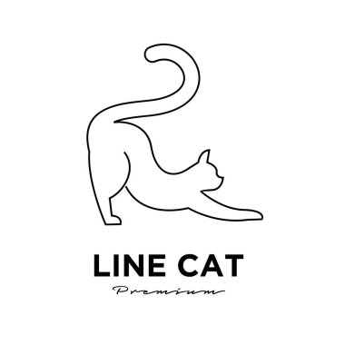 siyah kedi evcil hayvanları çizgisi logo vektör simgesi çizimi izole edilmiş tasarım
