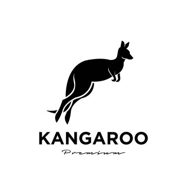kanguru wallaby logo vektör simgesi premium illüstrasyon