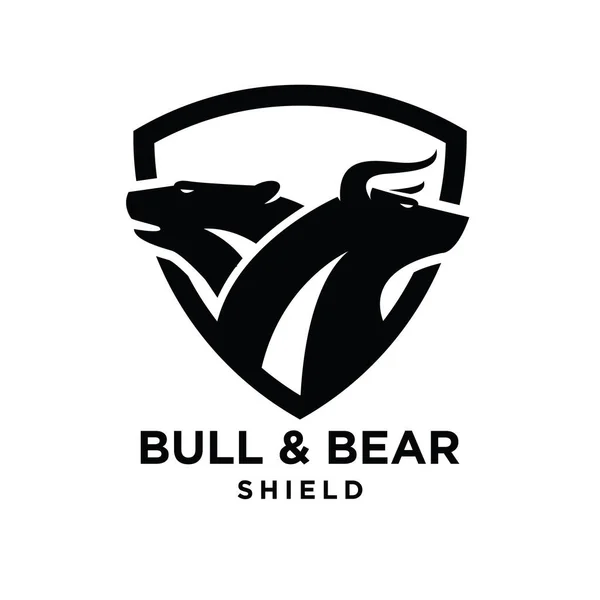 Bear Bull Vector Logo Design Players Exchange Traders Stock Market — Stock Vector