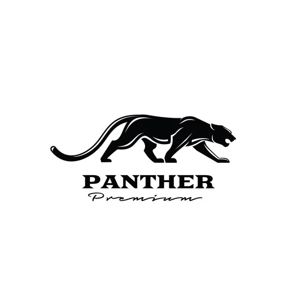 Премиум Черная Пантера Векторный Дизайн Логотипа Иллюстрации — стоковый вектор