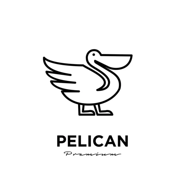 Preto Pelicano Linha Logotipo Vetor Ícone Ilustração Isolado Design —  Vetores de Stock