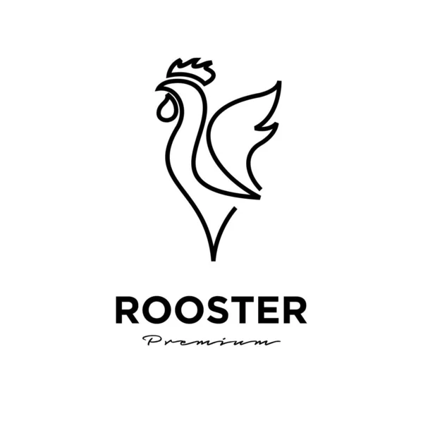 Resumen Rooster Línea Icono Logotipo Diseño Plantilla Vector Ilustración — Vector de stock