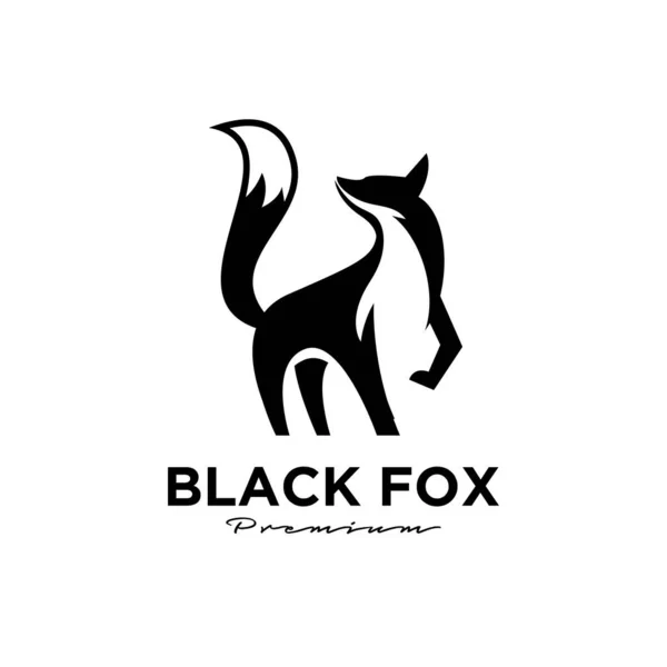 Logo Design Black Fox Silhouette Animal Mascot Logo Template Vector — Stock Vector