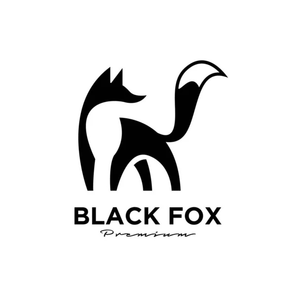 Logo Design Black Fox Silhouette Animal Mascot Logo Template Vector — Stock Vector