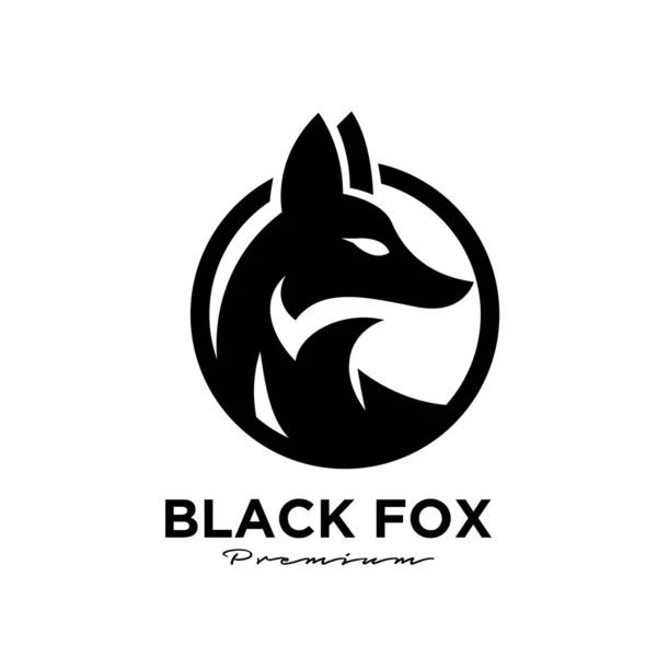 Siyah tilki siluetinin logo tasarımı hayvan maskotu logo şablonu illüstrasyonu