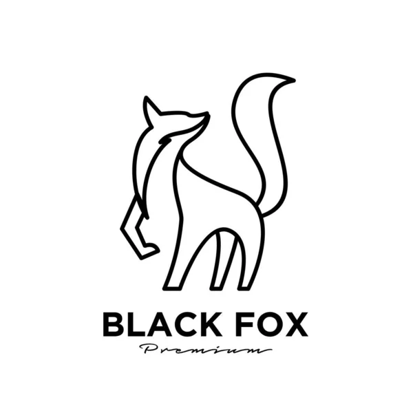 Logo Design Black Fox Silhouette Animal Mascot Line Logo Template — Stock Vector