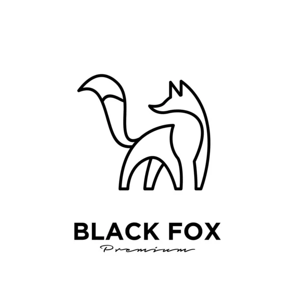 Logo Design Black Fox Silhouette Animal Mascot Line Logo Template — Stock Vector