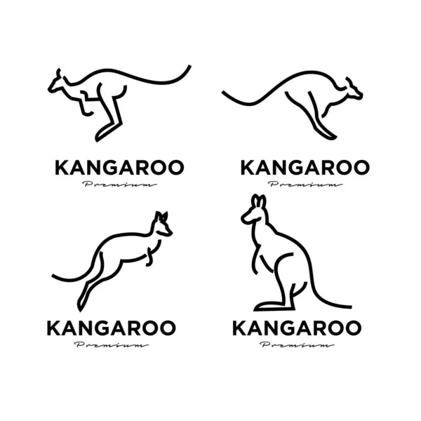 Coleção Conjunto Canguru Wallaby Logotipo Vetor Ícone Ilustração Premium — Vetor de Stock