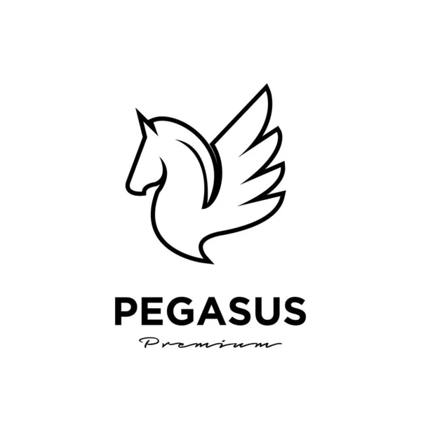 Pegasus Fly Horse Black Horse Design Inspiration Vector Head Pegasus — 스톡 벡터