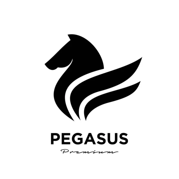 Pegasus Fly Horse Caballo Negro Diseño Inspiración Vector Logo — Vector de stock