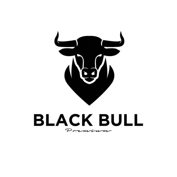 Bull Head Black Logo Icon Design — Stock Vector