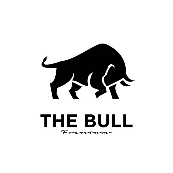 Angry Black Bull Vector Logo Icon Design Illustration Isolate White — Stock Vector