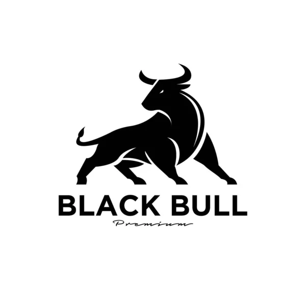 Angry Black Bull Vector Logo Icon Design Illustration Isolate White — Stock Vector