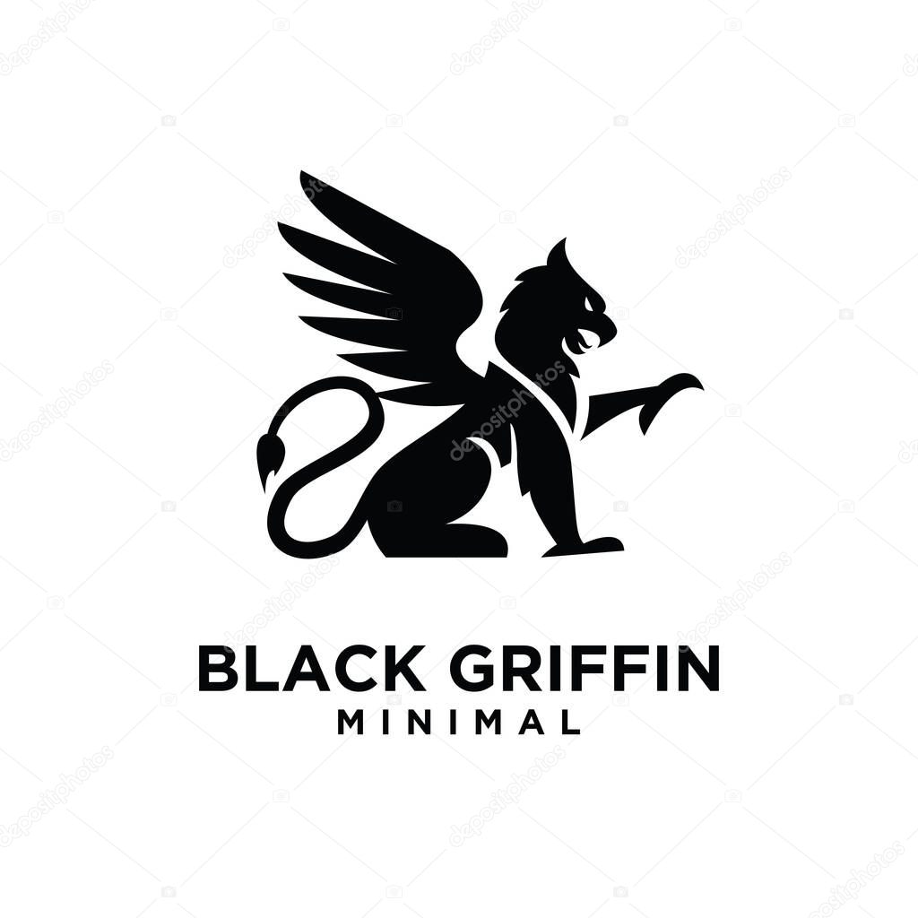 Premium black minimal Griffin Mythical Creature Emblem mascot Vector Design Logo